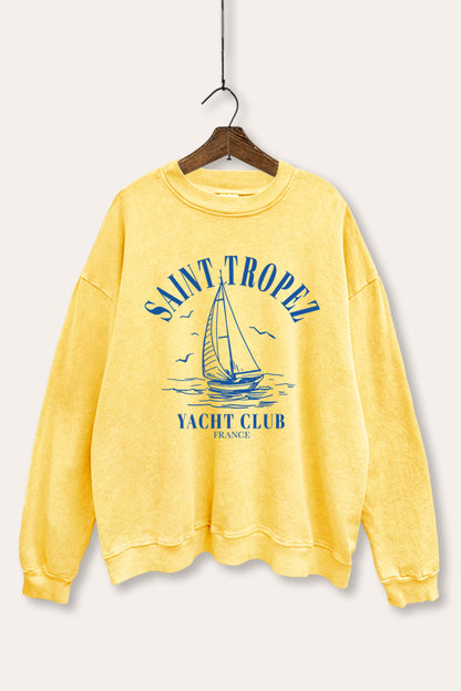 France Yacht Club Coastal Graphic Mineral Wash Sweatshirt