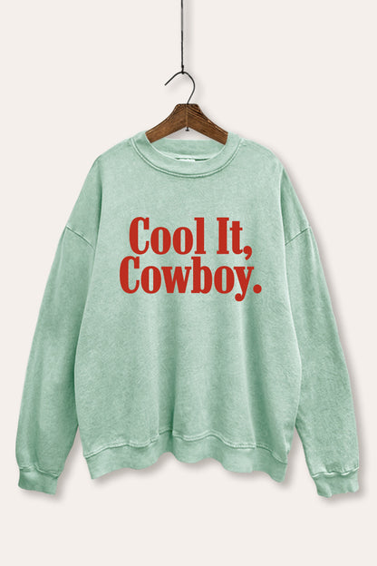 Cool It Cowboy Western Graphic Mineral Wash Sweatshirt