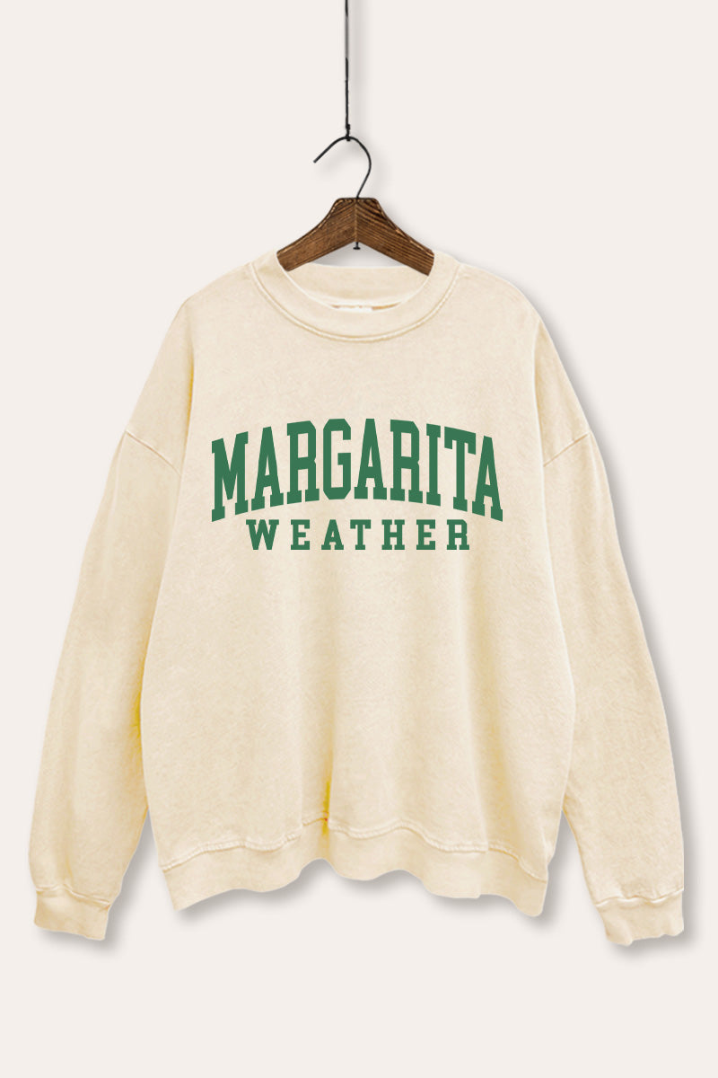"margarita weather" typography mineral wash graphic sweatshirt