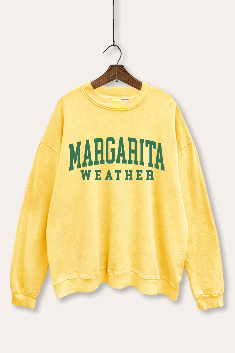 "margarita weather" typography mineral wash graphic sweatshirt
