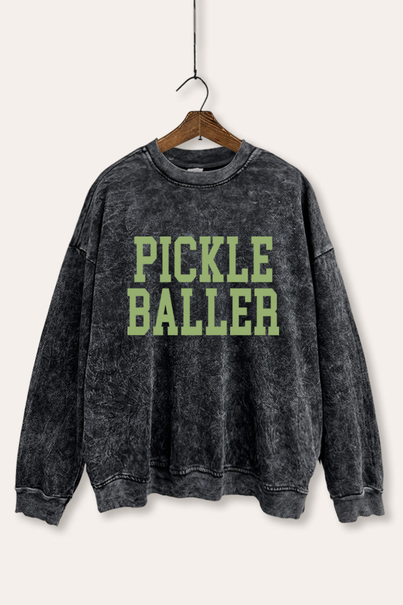 "pickle baller" mineral wash graphic sweatshirt