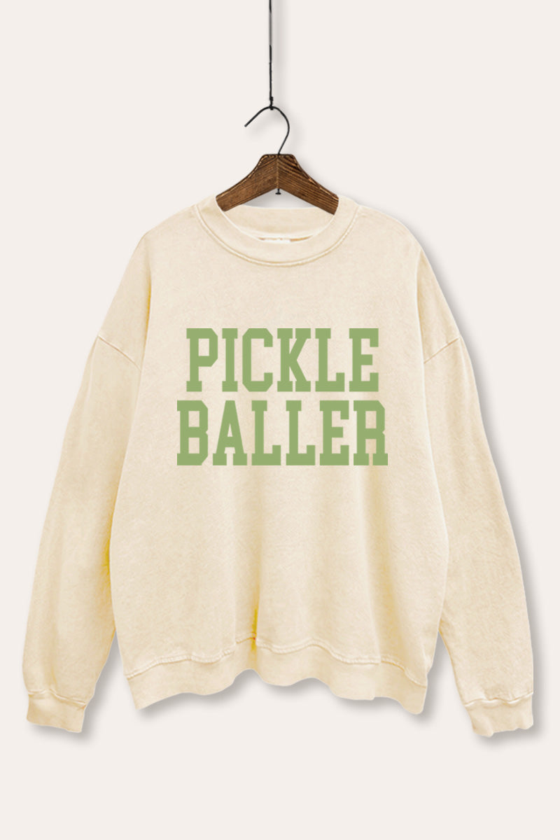 "pickle baller" mineral wash graphic sweatshirt