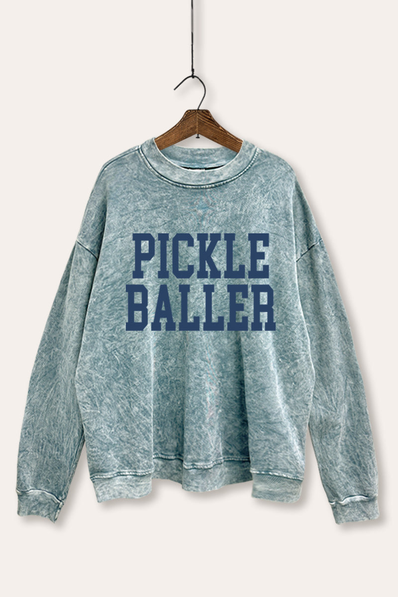 "pickle baller" mineral wash graphic sweatshirt