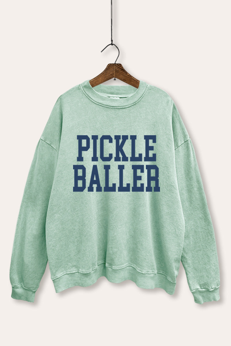 "pickle baller" mineral wash graphic sweatshirt