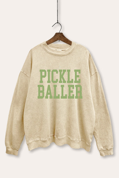 Pickle Baller Sports Graphic Mineral Wash Sweatshirt