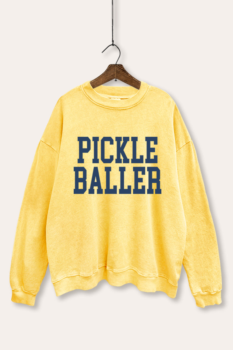 "pickle baller" mineral wash graphic sweatshirt