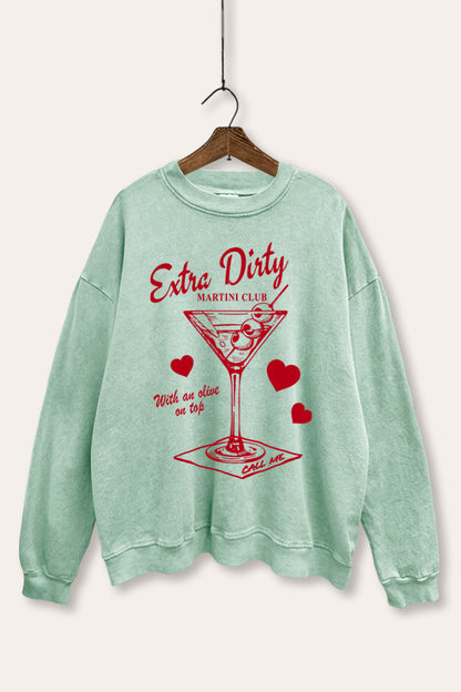 Extra Dirty Martini Hearts Graphic Mineral Wash Sweatshirt