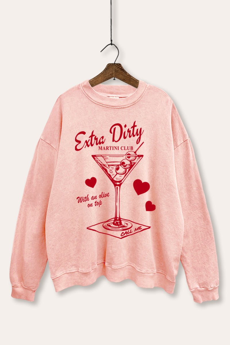 dirty martini hearts graphic mineral wash sweatshirt