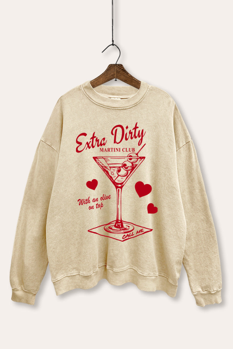 dirty martini hearts graphic mineral wash sweatshirt