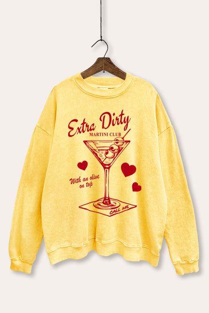Extra Dirty Martini Hearts Graphic Mineral Wash Sweatshirt