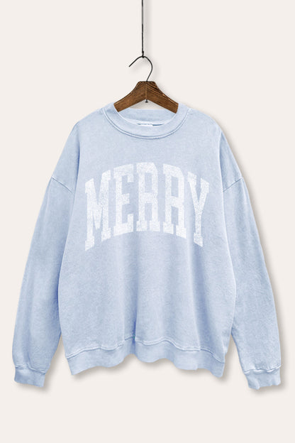 Merry Christmas Typography Mineral Wash Sweatshirt