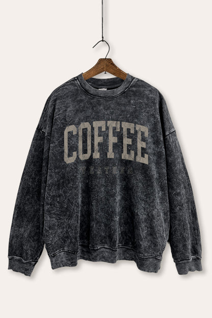 Coffee Weather Graphic Mineral Wash Sweatshirt