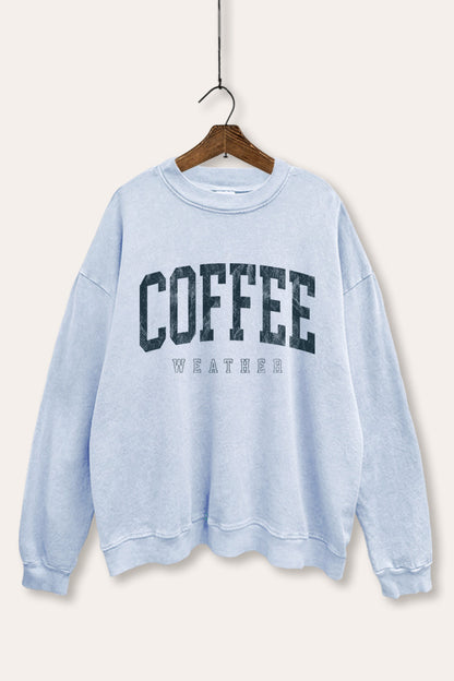 Coffee Weather Graphic Mineral Wash Sweatshirt