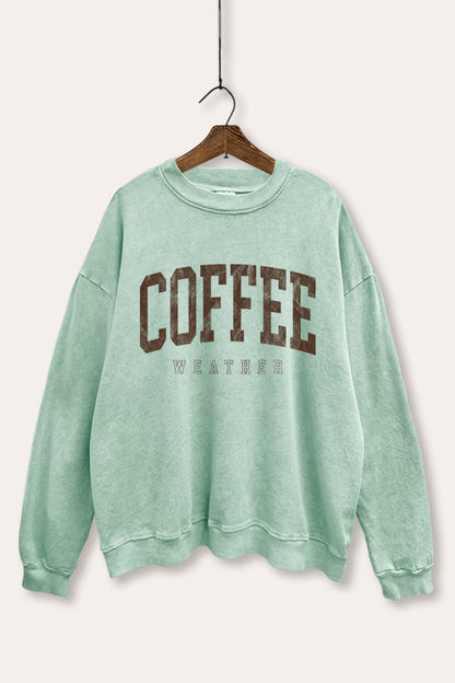 Coffee Weather Graphic Mineral Wash Sweatshirt