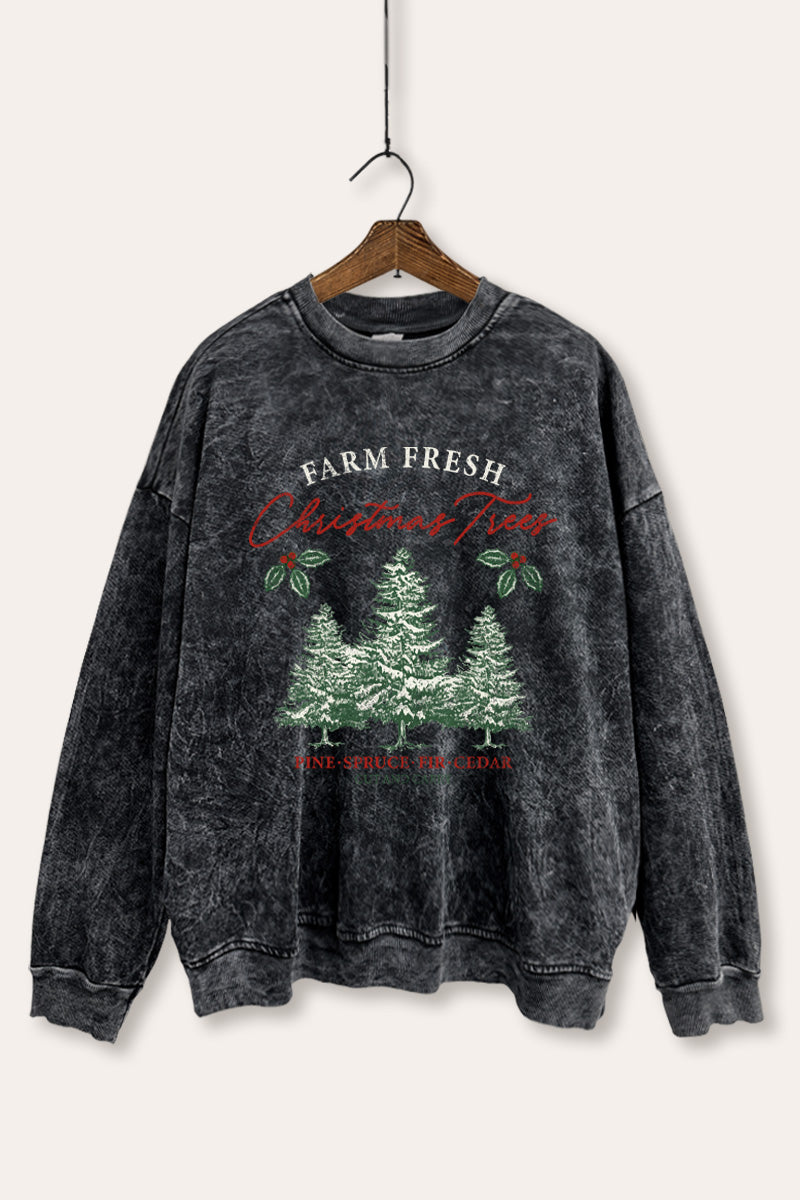 christmas tree farm fresh graphic mineral wash sweatshirt