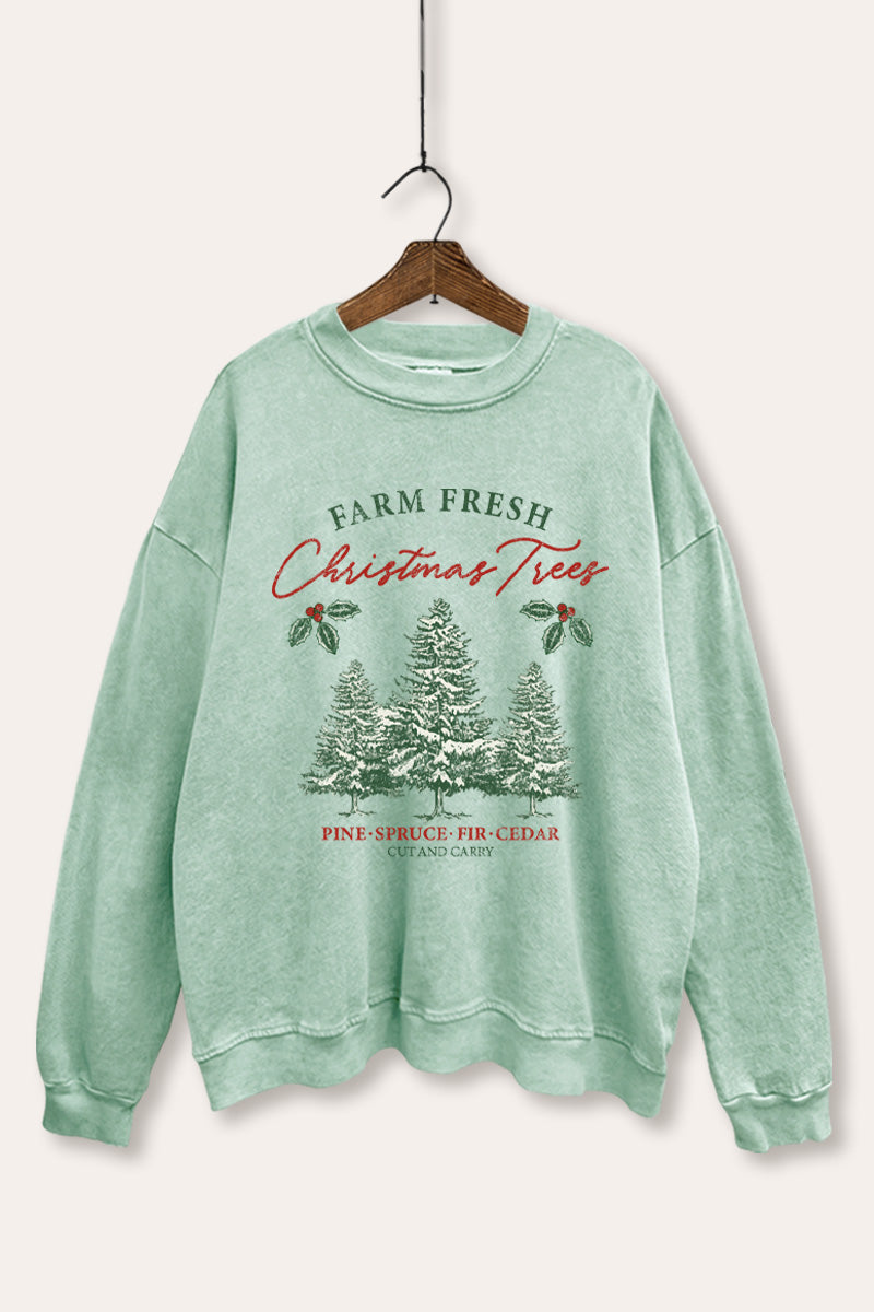 christmas tree farm fresh graphic mineral wash sweatshirt