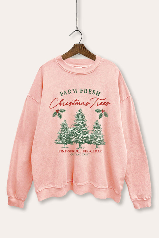 christmas tree farm fresh graphic mineral wash sweatshirt