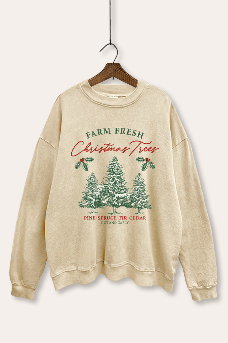christmas tree farm fresh graphic mineral wash sweatshirt