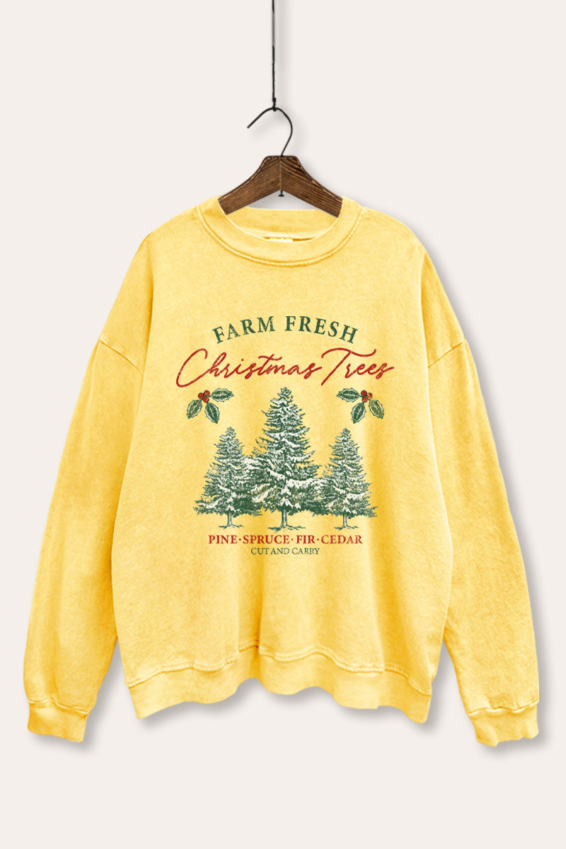 christmas tree farm fresh graphic mineral wash sweatshirt