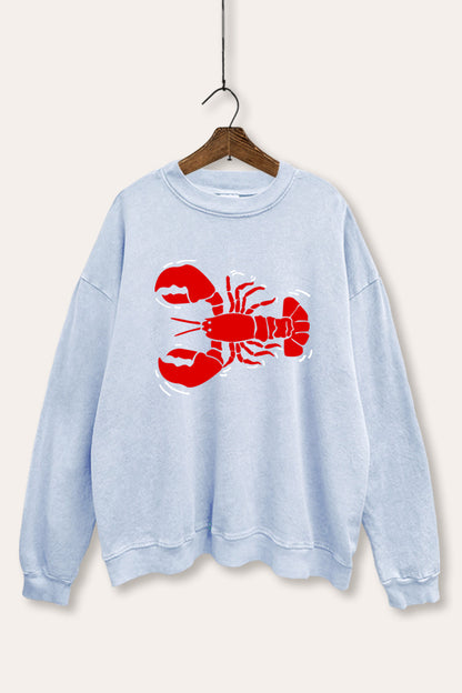 Lobster Side Coastal Graphic Mineral Wash Sweatshirt