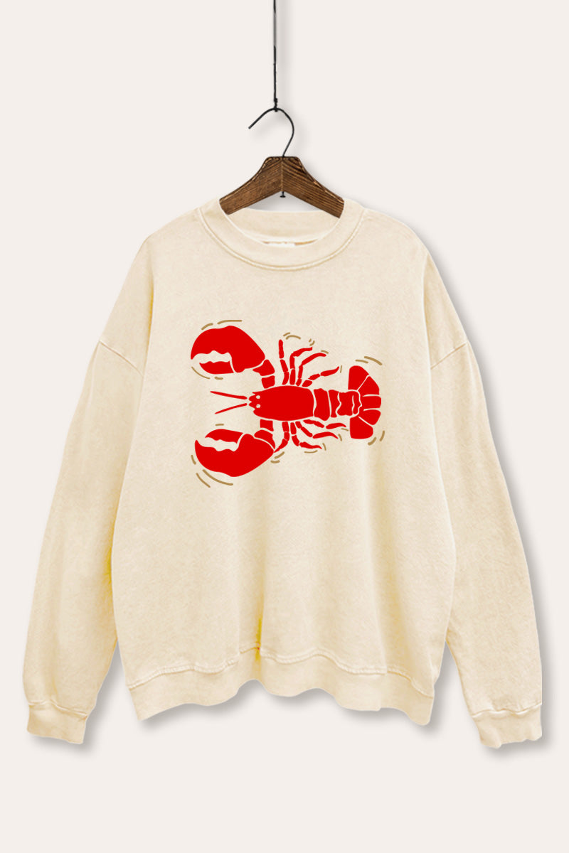 lobster side graphic mineral wash sweatshirt