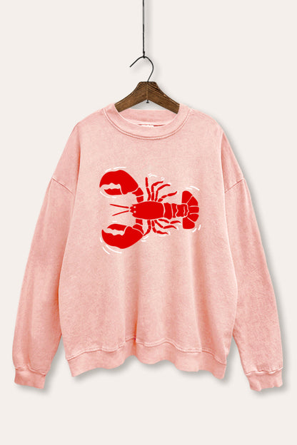 Lobster Side Coastal Graphic Mineral Wash Sweatshirt