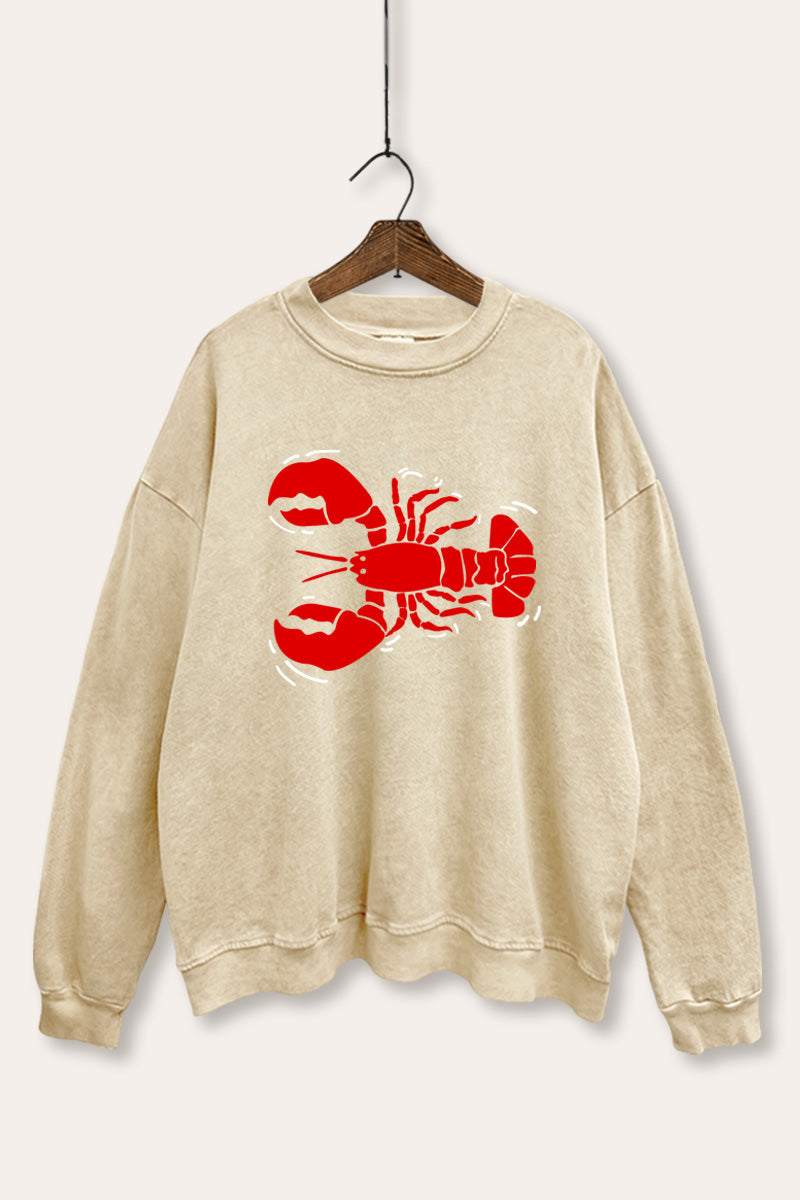 lobster side graphic mineral wash sweatshirt