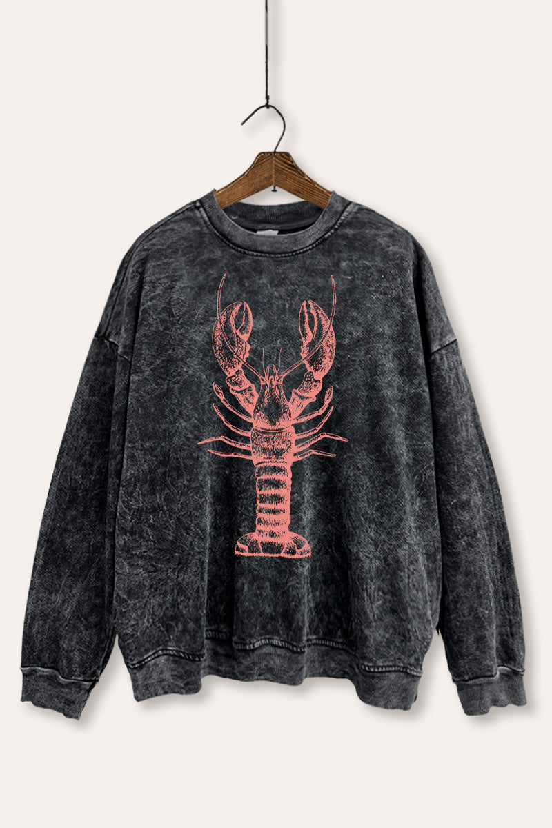 Fresh Sea Lobster Coastal Graphic Mineral Wash Sweatshirt