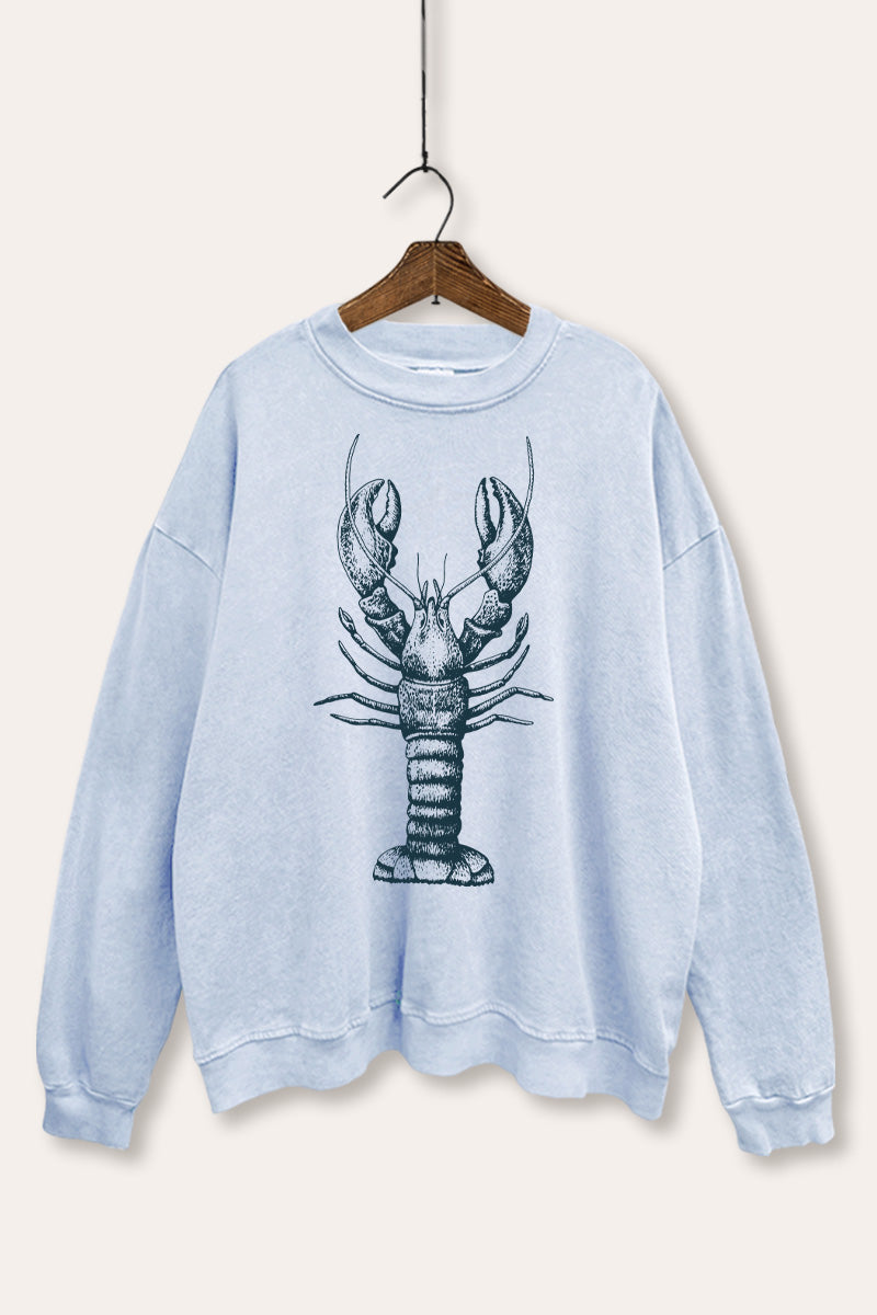 Fresh Sea Lobster Coastal Graphic Mineral Wash Sweatshirt