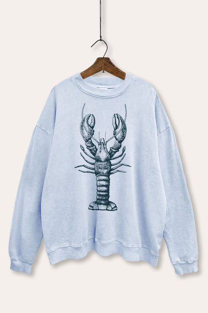 Fresh Sea Lobster Coastal Graphic Mineral Wash Sweatshirt