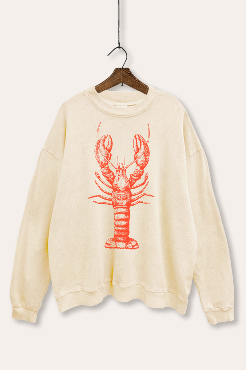 Fresh Sea Lobster Coastal Graphic Mineral Wash Sweatshirt