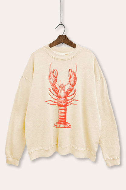 Fresh Sea Lobster Coastal Graphic Mineral Wash Sweatshirt