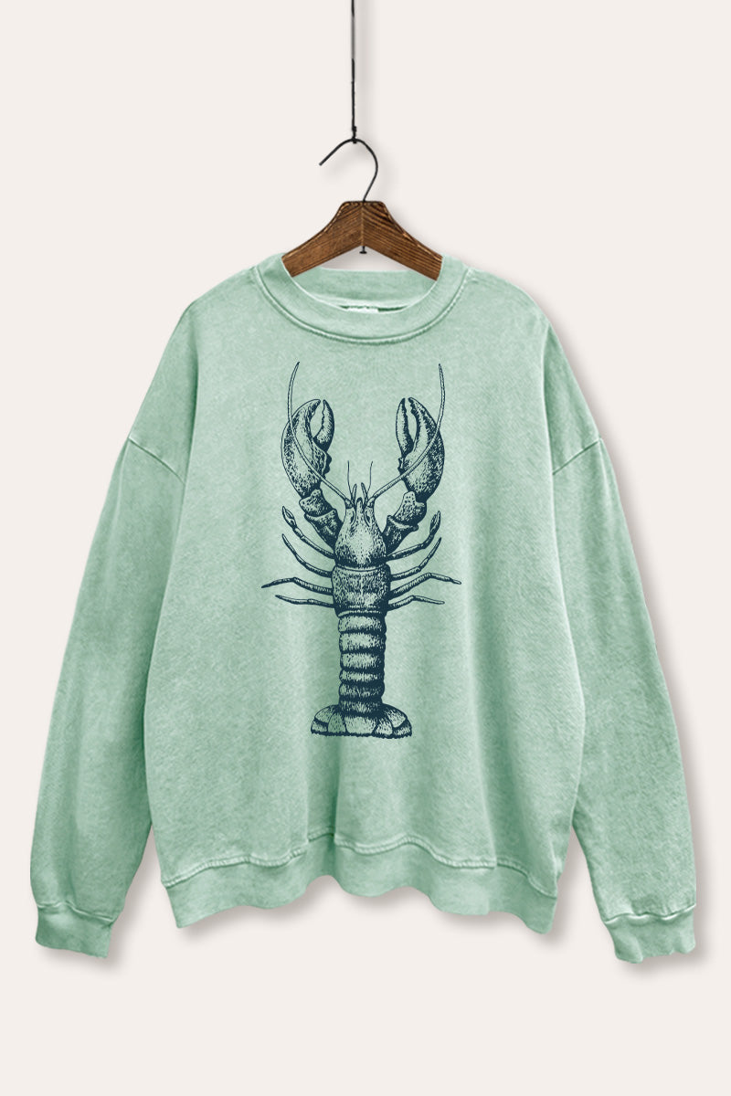Fresh Sea Lobster Coastal Graphic Mineral Wash Sweatshirt