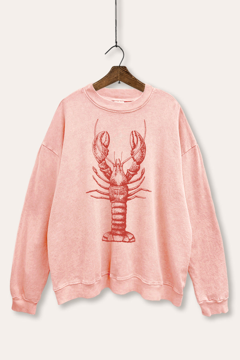 Fresh Sea Lobster Coastal Graphic Mineral Wash Sweatshirt