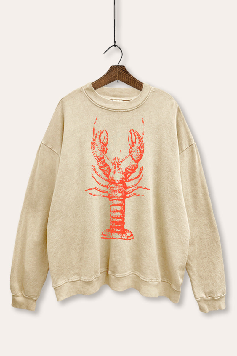 Fresh Sea Lobster Coastal Graphic Mineral Wash Sweatshirt