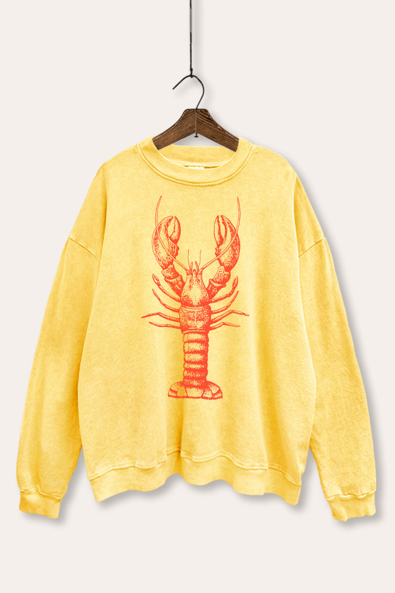 Fresh Sea Lobster Coastal Graphic Mineral Wash Sweatshirt