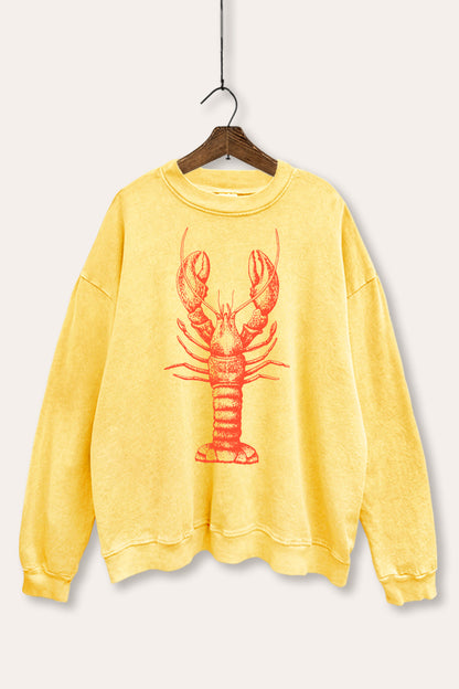 Fresh Sea Lobster Coastal Graphic Mineral Wash Sweatshirt