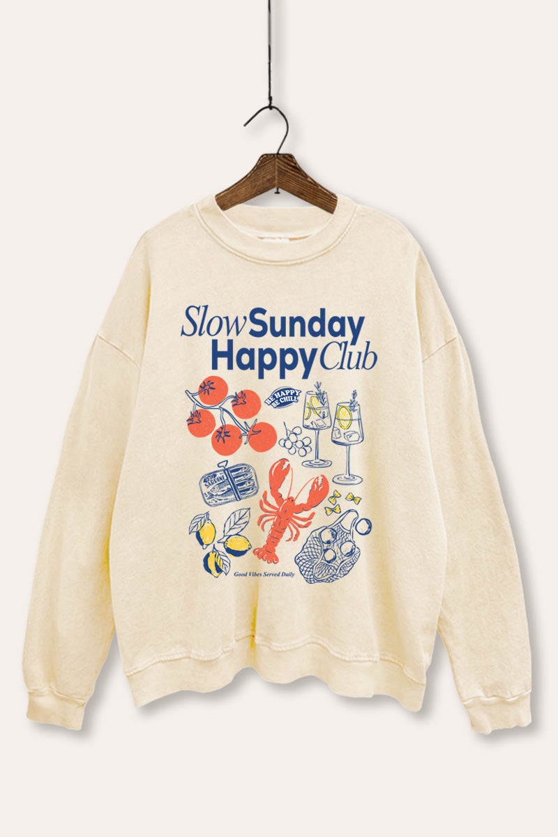 Slow Sunday Lobster Coastal Graphic Mineral Wash Sweatshirt