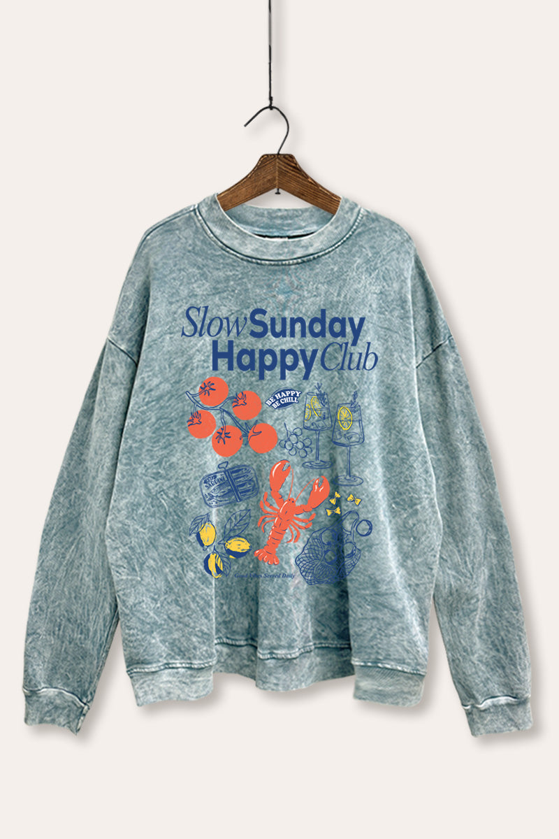 Slow Sunday Lobster Coastal Graphic Mineral Wash Sweatshirt