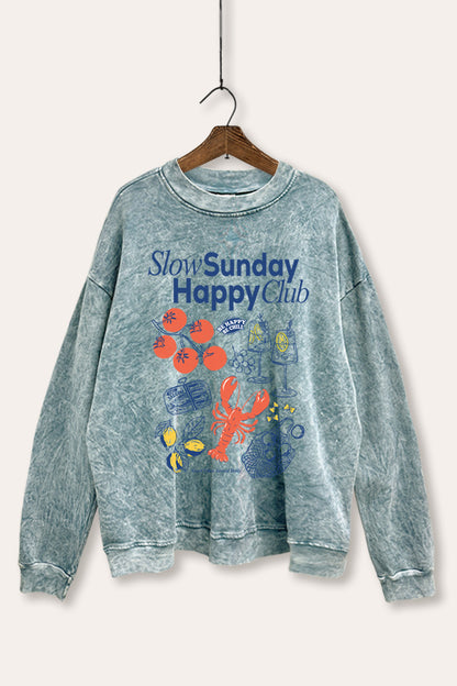 Slow Sunday Lobster Coastal Graphic Mineral Wash Sweatshirt