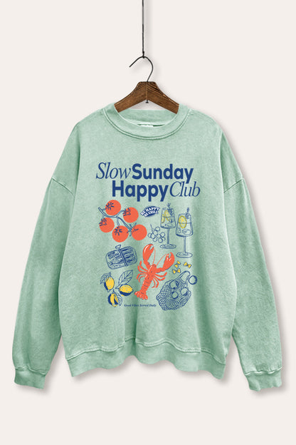 Slow Sunday Lobster Coastal Graphic Mineral Wash Sweatshirt