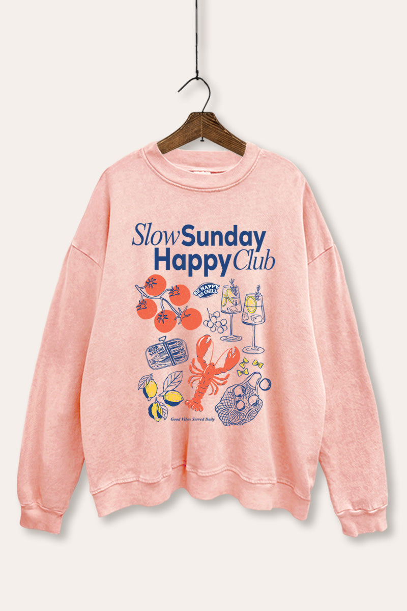 Slow Sunday Lobster Coastal Graphic Mineral Wash Sweatshirt