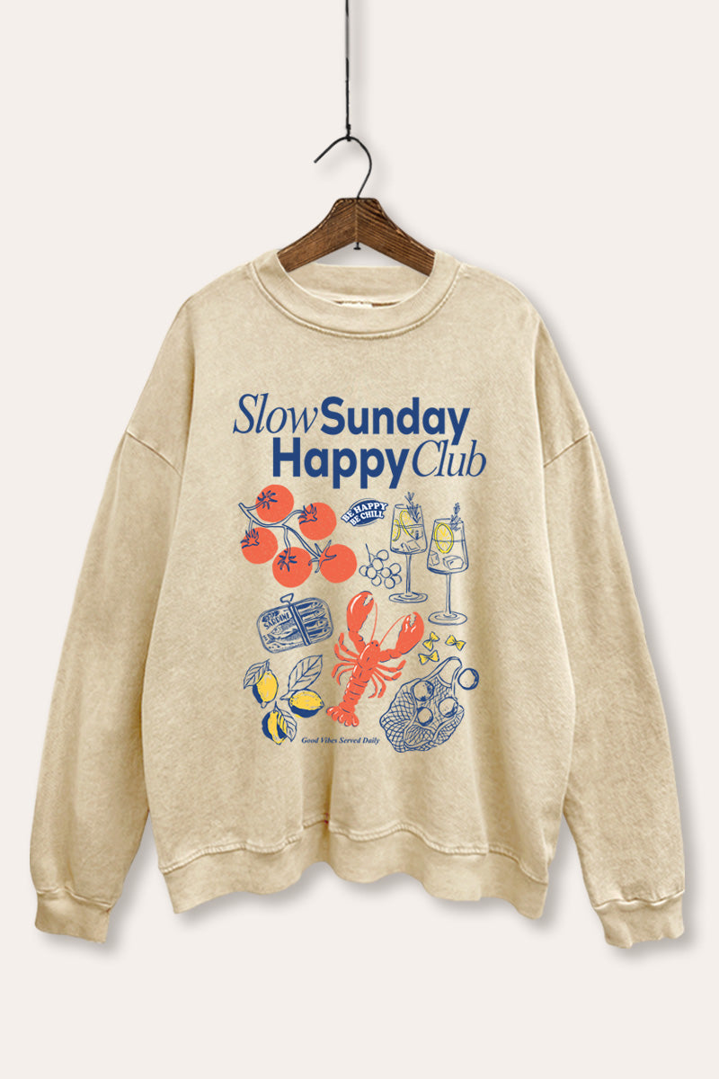 Slow Sunday Lobster Coastal Graphic Mineral Wash Sweatshirt
