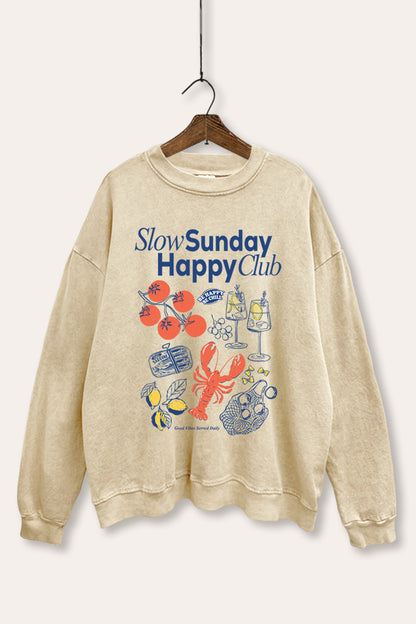 Slow Sunday Lobster Coastal Graphic Mineral Wash Sweatshirt