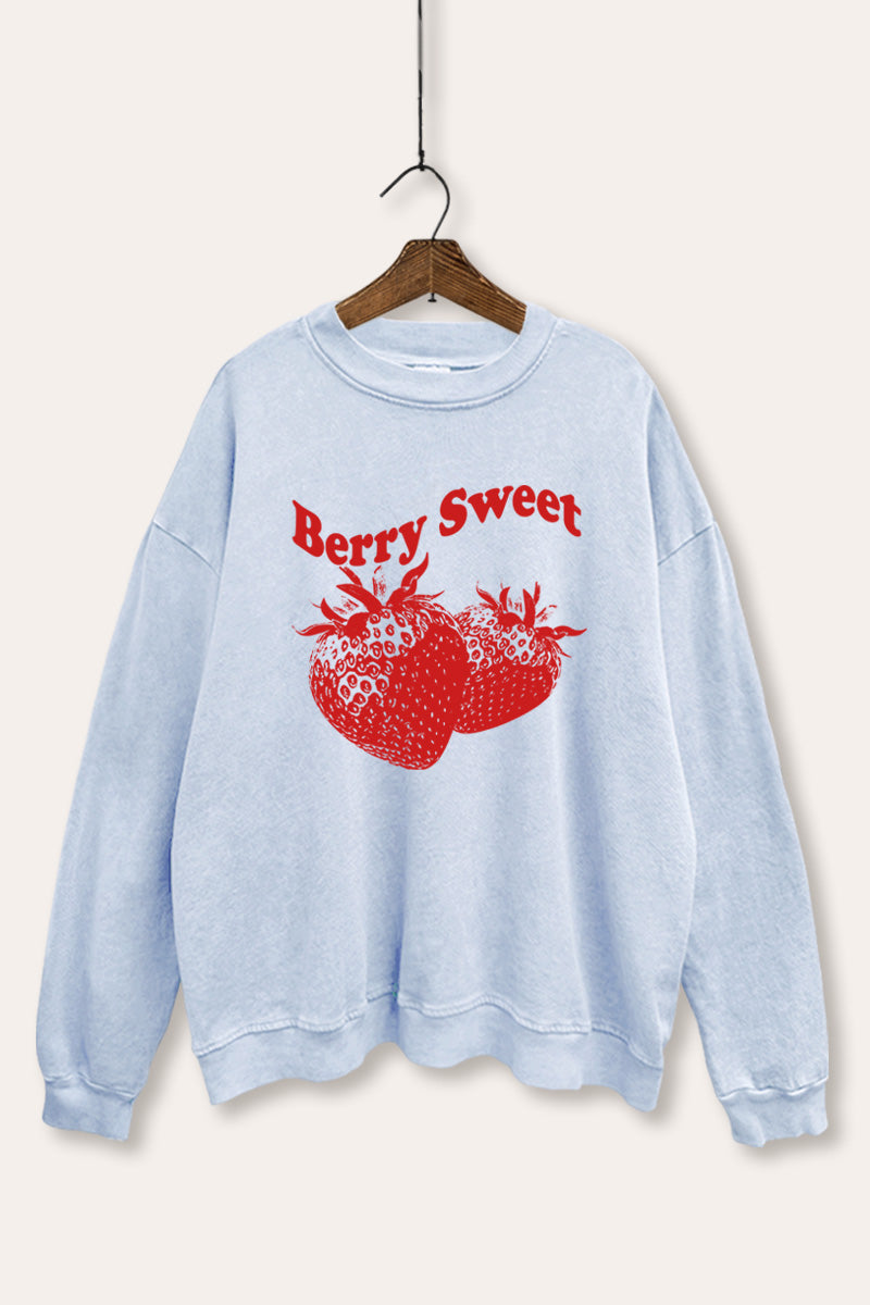 Berry Sweet Fruit Graphic Mineral Wash Sweatshirt