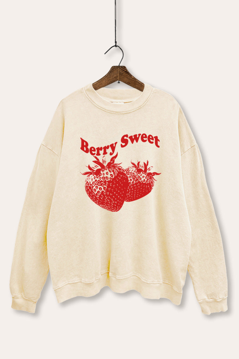Berry Sweet Fruit Graphic Mineral Wash Sweatshirt