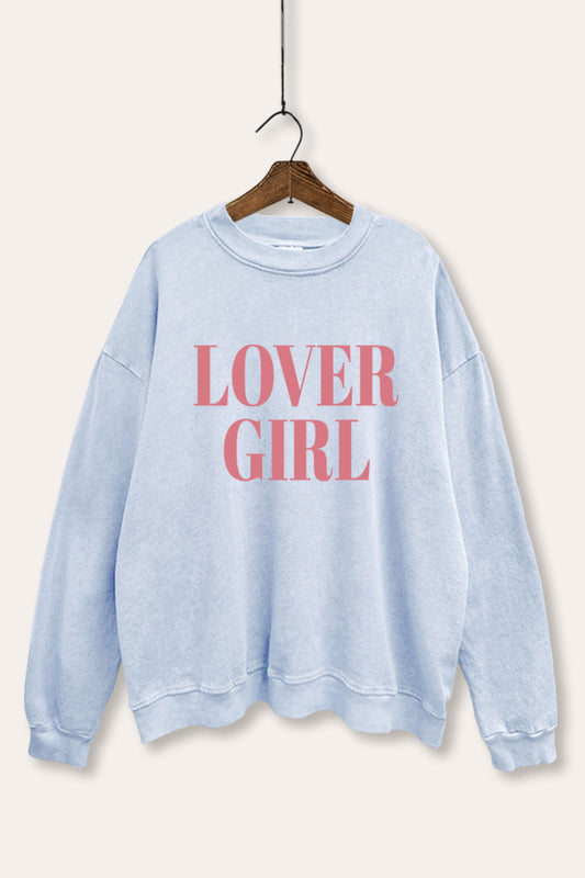 "lover girl" graphic mineral wash sweatshirt