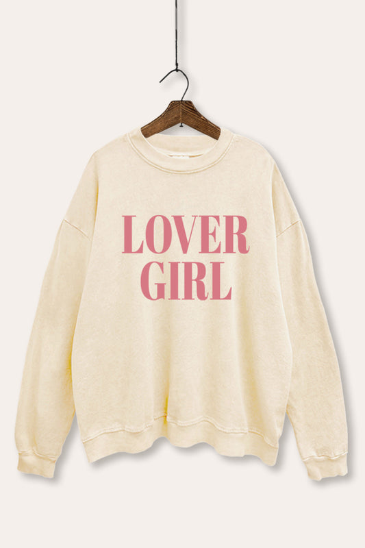 "lover girl" graphic mineral wash sweatshirt