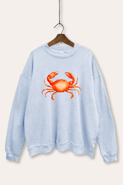 Sea Crab Coastal Graphic Mineral Wash Sweatshirt