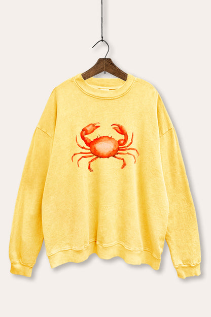 Sea Crab Coastal Graphic Mineral Wash Sweatshirt